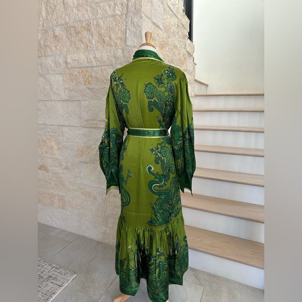 Alemais Solaris Shirtdress - Olive Silk Satin US 2 - Picture 12 of 12